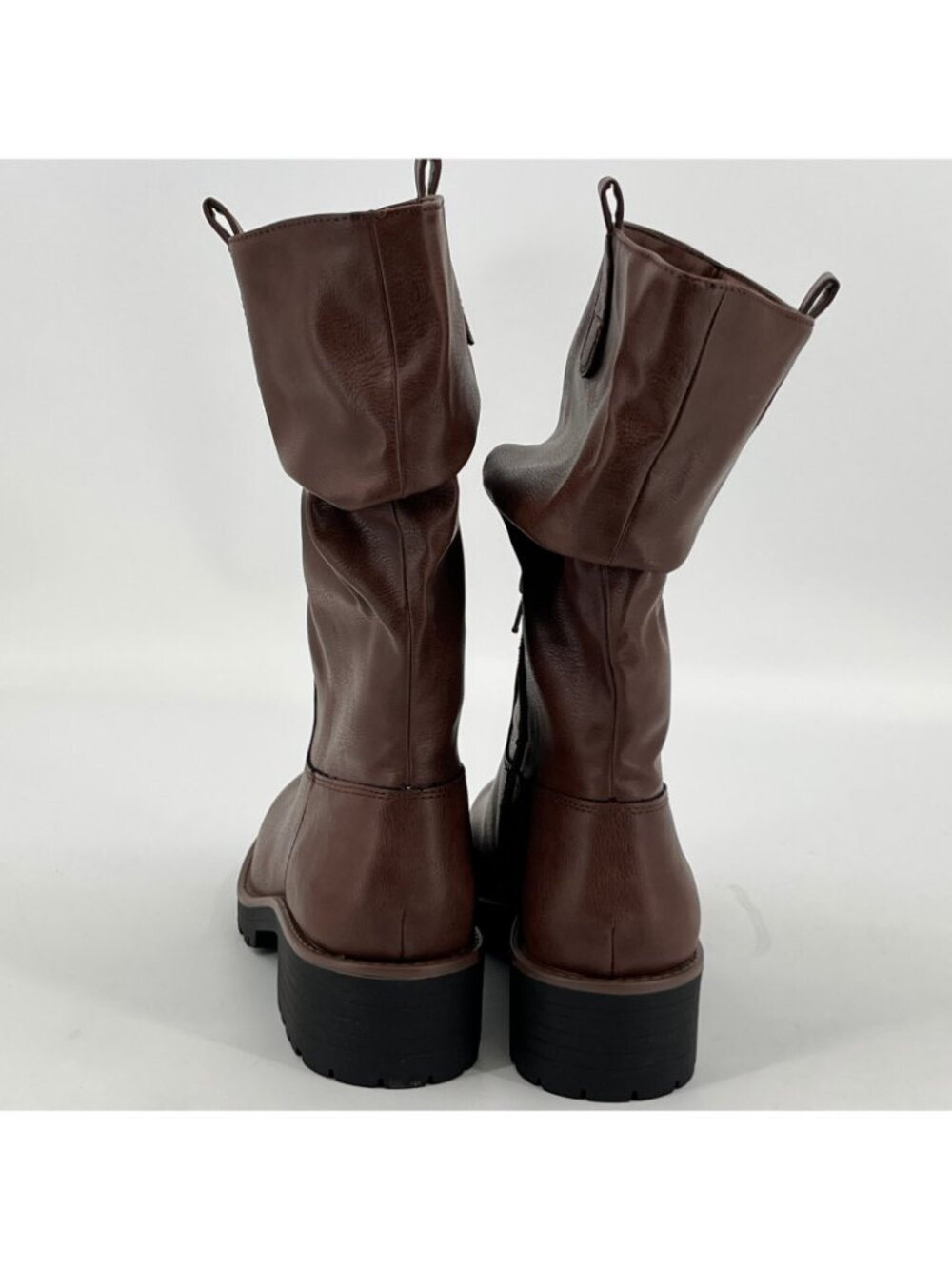 Sun + Stone Nelliee Mid-Calf Boots Brown Size 9 M Faux Leather Zipper Lug Sole - Picture 5 of 11